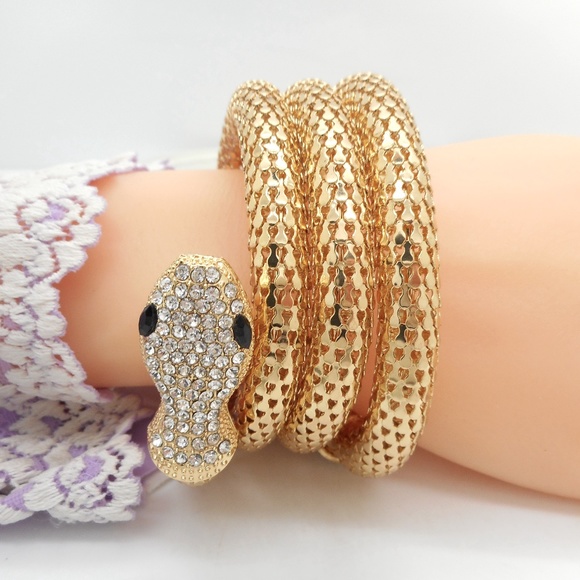 Crystal Snake Bracelet Great Quality Gold or Silver - Picture 3 of 4